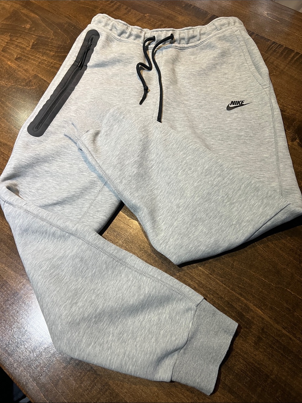 Nike Light Grey Tech Fleece Joggers with Black Accents